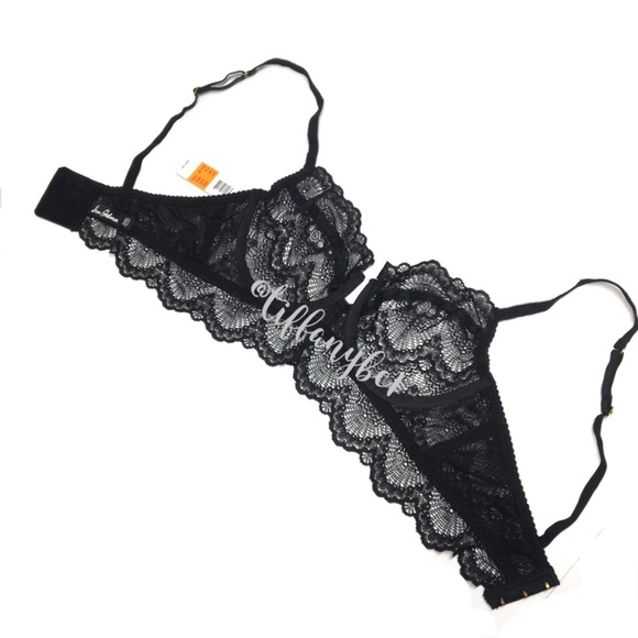 Sam Edelman Lurex Lace Longline Bra Black - Picture 10 of 16